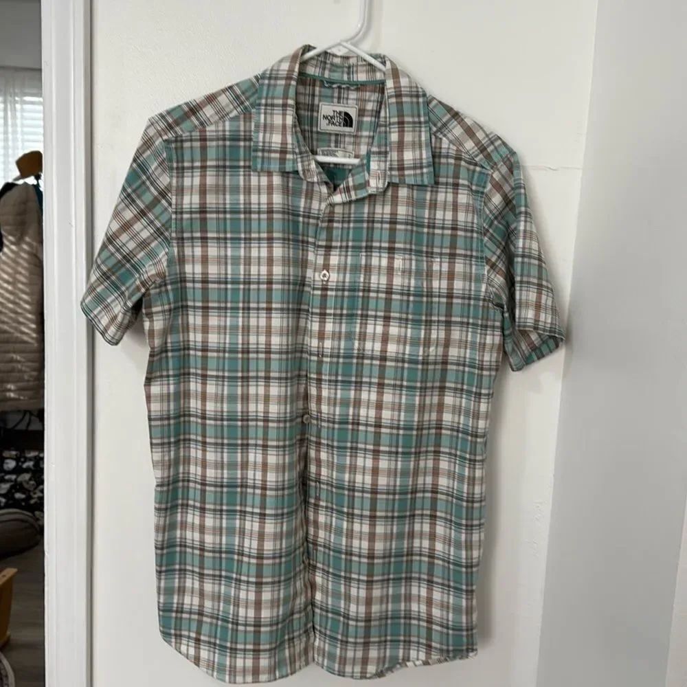 THE NORTH FACE MENS PLAID SHORT SLEEVE BOTTOM DOWN SHIRT SIZE MR